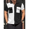 thumbnail image 2 of Hirigin Men's Knit Short Sleeve Shirts Summer Simple Lapel Button Up Contrast Color Shirts, 2 of 6