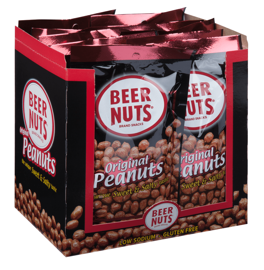 BEER NUTS Original Peanuts 4oz Single Serve Bags (12 Pack Box), Sweet