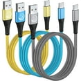 thumbnail image 2 of USB C Cable 10FT 3Pack Fast Charging Nylon Braided Long Type C Charger Cable for   S24 S23 S22 S21 S10 S9 S8 A02s A03s A11 A12 A13 A14 A21 A22 A32 A42 A53, Tablet, , Moto, TCL, 2 of 7