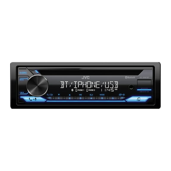 JVC KD-SR87BT Single DIN Car Stereo CD Player, with High Power Amplifier, AM/FM Radio