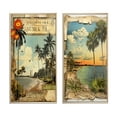 thumbnail image 2 of Designart "Vintage Florida Collage Palm Trees and Beach Scenes I" Florida Framed Wall Art Set Of 2 - Modern Green Frame Gallery Set For Office Decor, 2 of 6