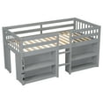 thumbnail image 2 of DreamBuck Twin Size Loft Bed with Two-Tier Shelves and LED Light, Wood Low Loft Bed with Multifunction, Twin Loft Bed Frame for , Boys, Girls, No Box Spring Needed, Easy Assembly, Grey, 2 of 9
