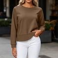 thumbnail image 3 of Chiccall Cropped Sweatshirt for Women Crewneck Long Sleeve Basic Crop Tops Loose Fit Pullover Sweat Shirts, 3 of 7