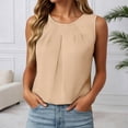thumbnail image 2 of DHFJKG Sleeveless Tank Top Women Dressy Summer Basic Tee Scoop Neck Solid Color Pleated Business Work Wear For Office Lady Versatile Tops, 2 of 4