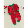 thumbnail image 4 of BABAMOON Infant Baby Boys Christmas Romper Long Sleeve Button Down Jumpsuit Bodysuit Fall Clothes, 4 of 9