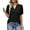 Black, variant on Fantaslook Womens Blouses Pleated Puff Sleeve Tops Casual V Neck Women T Shirts
