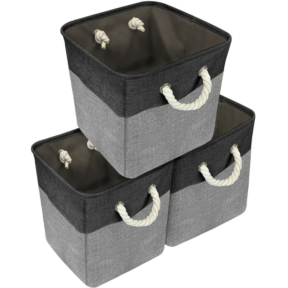 Twill Storage Basket Set (large) 3 Pack, Black