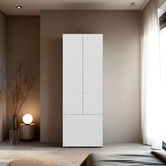 DEPOT E-SHOP Trego Armoire, 3 Doors, 3 Shelves, White