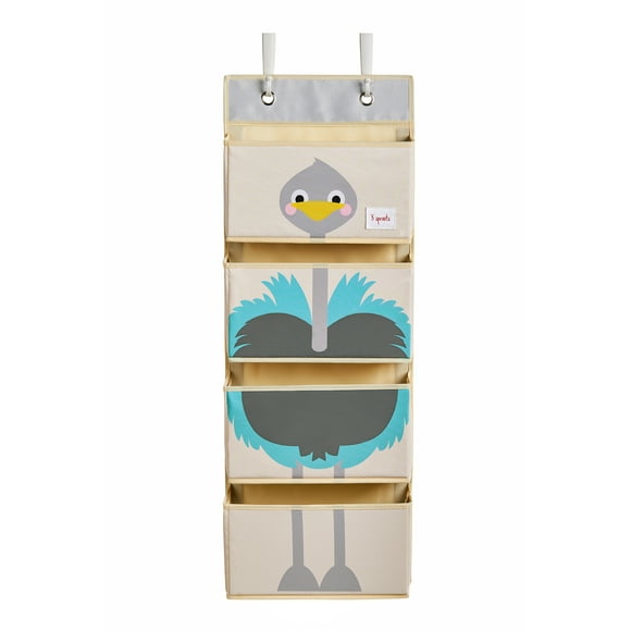 3 Sprouts Hanging Wall Organizer-Storage for Nursery and Changing Tables,Ostrich