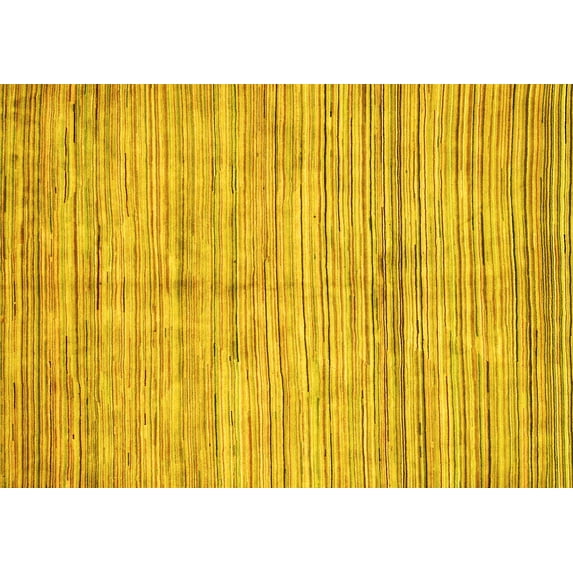 Ahgly Company Machine Washable Indoor Rectangle Oriental Yellow Modern Area Rugs, 8' x 10'