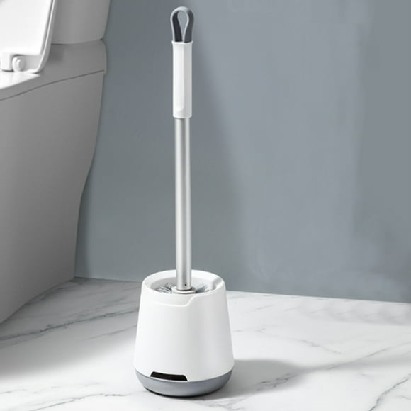 Juego de Cepillo para Inodoro con Soporte - Cepillo de Baño de Cerdas Duras, Limpiador de Inodoro de Plástico con Mango Largo, Diseño Moderno y Compacto, Blanco/Azul/Verde