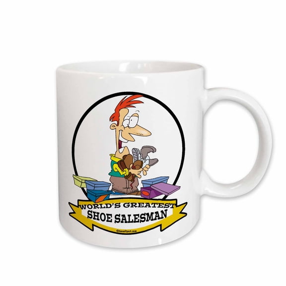 3drose, Funny Worlds Greatest Shoe Salesman Cartoon, 11oz Mug