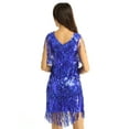 thumbnail image 2 of YEAHDOR Womens Shiny Sequins Tassels Fringed Dance Dress V Neck Sleeveless Ballroom Dancewear Latin Rumba Dance Costume, 2 of 7