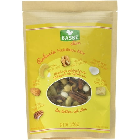Relaxin Nutritious Trail Mix from Basse Alive, 8.8oz Bag with Pecans, Dried Apples, Yogurt Raisins, Almonds, Cashews, Walnuts & More, Trail Mix with Great Calories from Yogurt Raisins, Pecan