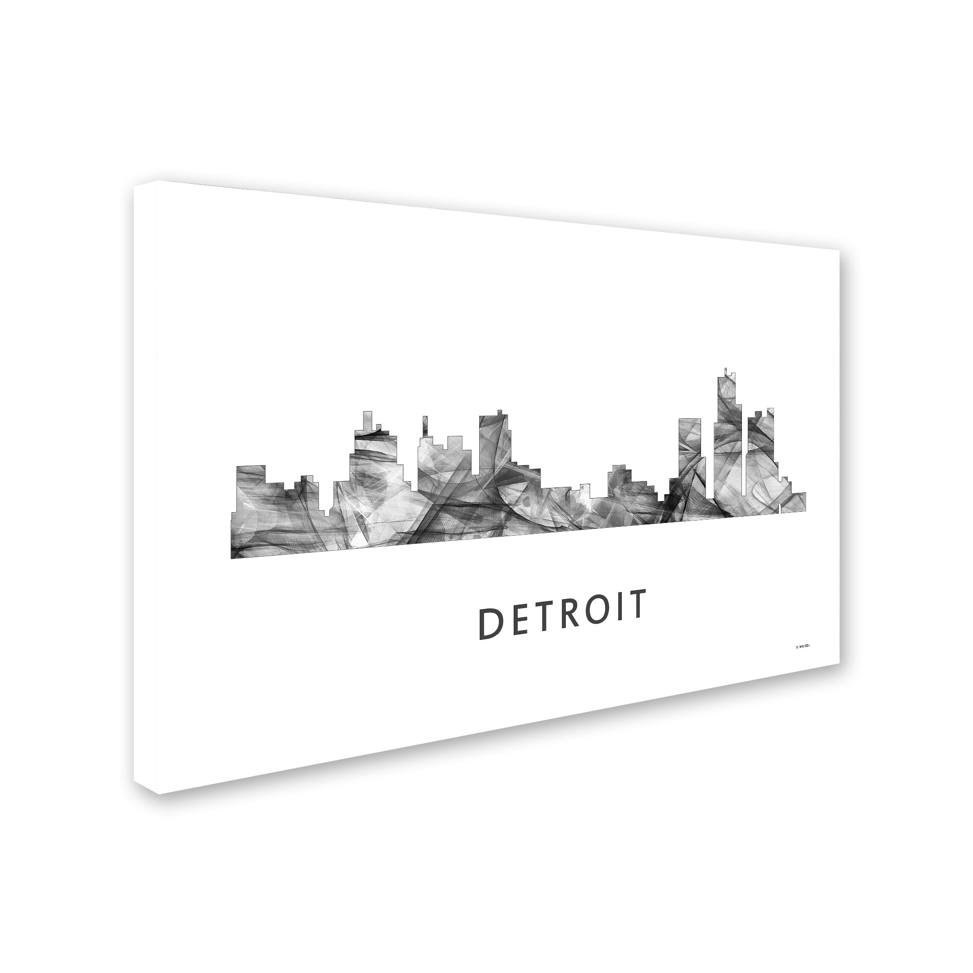 Trademark Fine Art 'Detroit Michigan Skyline WB-BW' Canvas Art by Marlene Watson