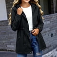 thumbnail image 2 of Kids Rain Jacket Boys Girls Size 12-14 Waterproof Lightweight Raincoats Rain Jacket Girls Zip up Button Outdoor Windbreaker Cinched Waist Jackets with Hood Black 12-13 Years, 2 of 6