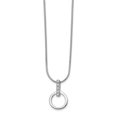 thumbnail image 1 of 925 Sterling Silver 18 Inch Circle Diamond Necklace 2 Extender Pendant Charm Geometric, 1 of 6