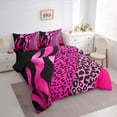 thumbnail image 4 of Manfei Chic Zebra Leopard Print Twin Bedding Sets 7-Piece, Pink Wateroclor Art Bedding Comforter Set, Modern Fashion Abstract Reversible Sheet Sets, Luxury Bedroom Decor, 4 of 8