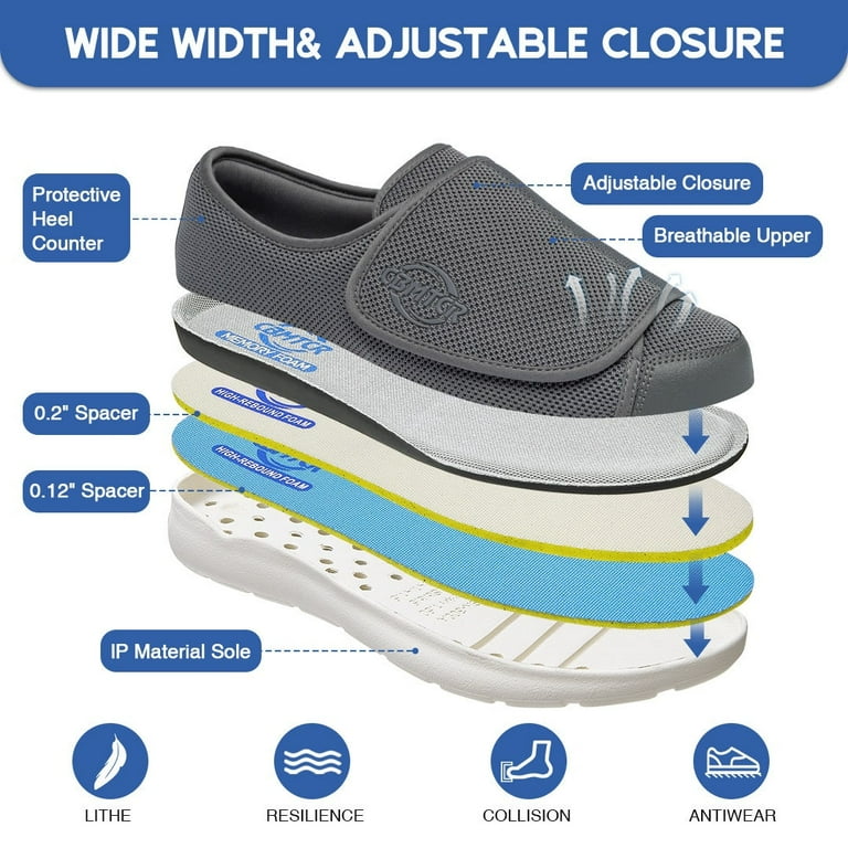 Women s Wide Width Shoes with Adjustable Closure Lightweight for Diabetic Edema Plantar Fasciitis Bunions Arthritis Swollen Feet SK5
