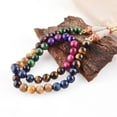 thumbnail image 2 of Sunburst Natural Tiger's Eye Gemstone 8 MM Round Smooth Multicolor Beads Adjustable Necklace Mala Jewelry, 2 of 5