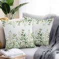 thumbnail image 2 of Green Eucalyptus Throw Pillow Covers 18x18 Inch Set of 2, Farmhouse Botanical Leaves Waterproof Outdoor Pillow Covers, Decorative Cushion Pillowcases for Couch, Sofa, Bed, Garden, Patio, 2 of 9