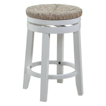 26" Swivel Counter Stool Engineered Wood Woven Seagrass Seat in White 2 Pack