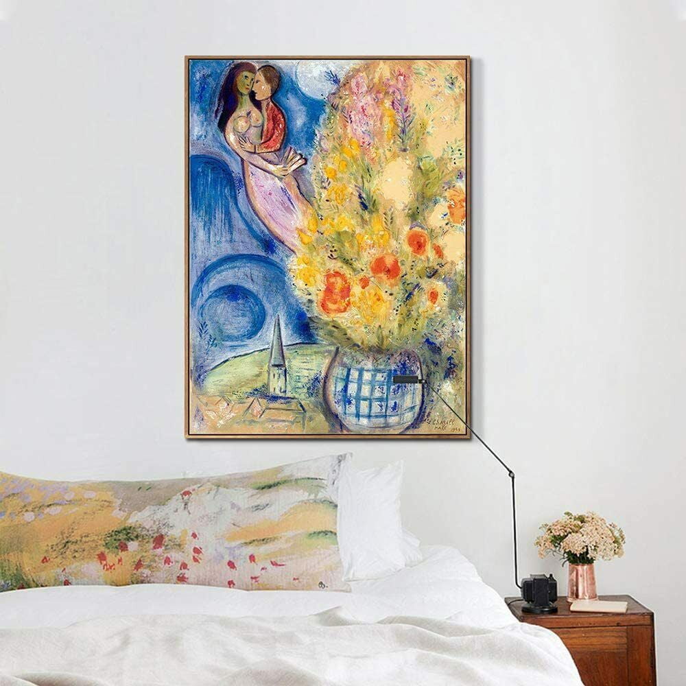 22W/"x27H/" AUTUMN IN THE VILLAGE by MARC CHAGALL COLORFUL TOWN TREE HOME CANVAS