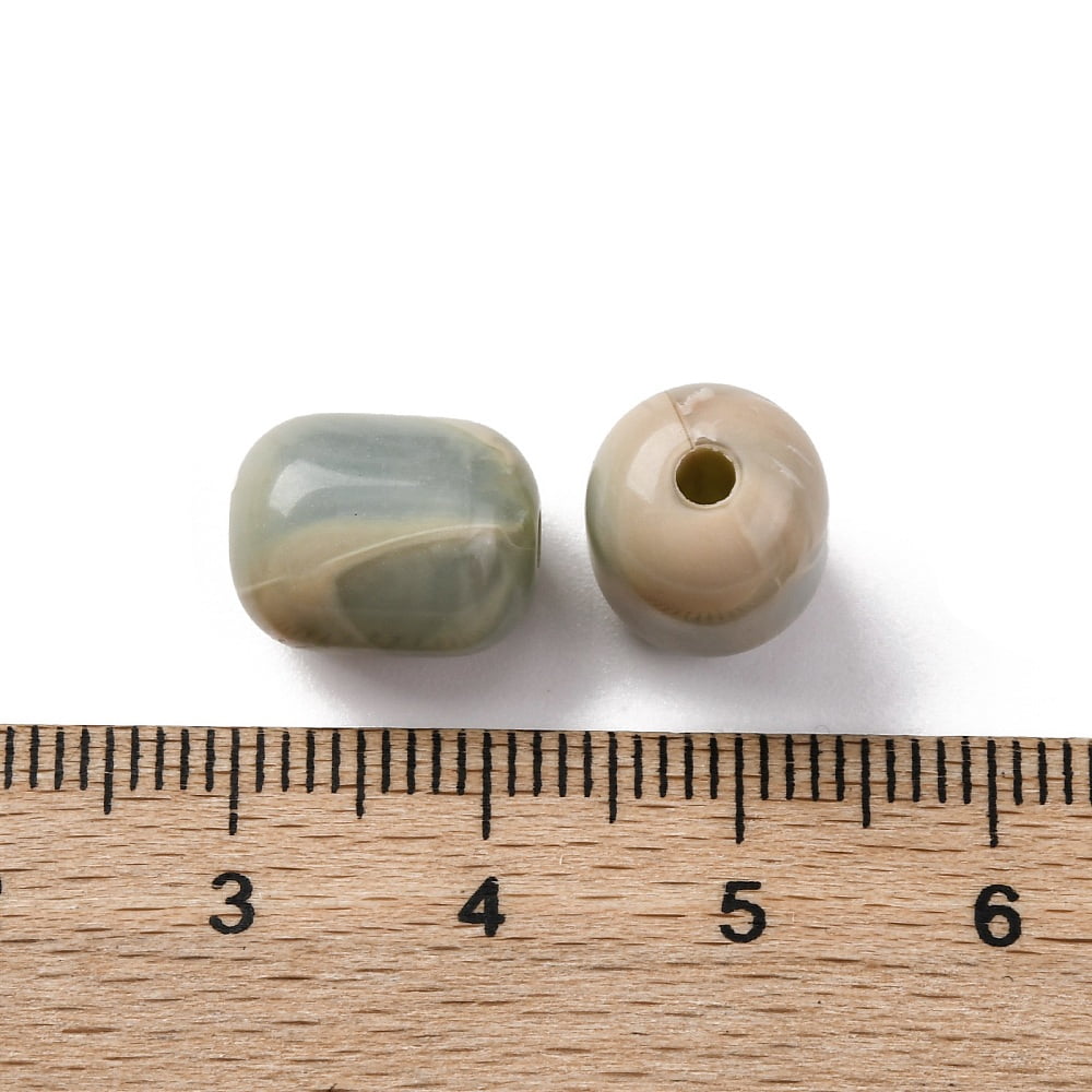 Acrylic Beads Imitation Shoushan Beads Column Dark Sea Green 12x9.5mm Hole: 2mm About: 625pcs/500g