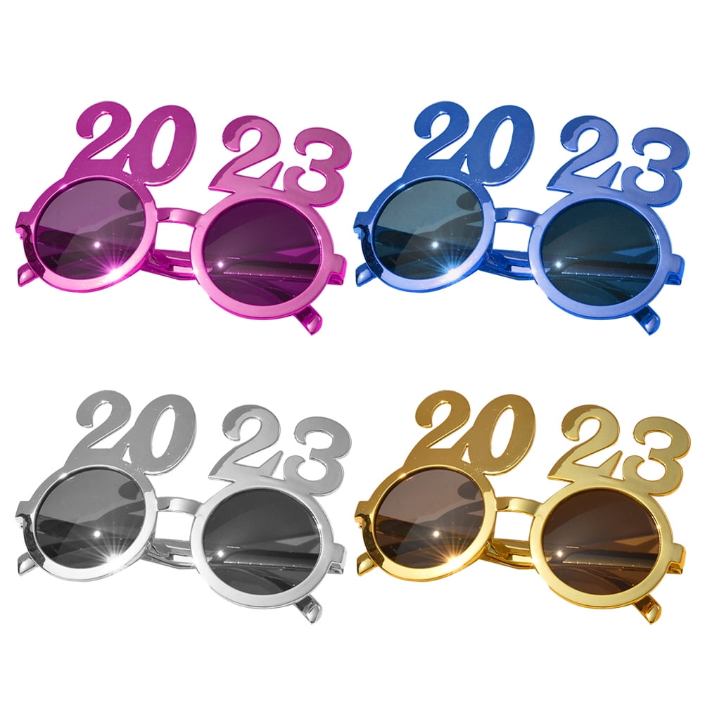 4 Pairs Glasses Frames 2023 Eyeglasses New Year Glasses Party Photo