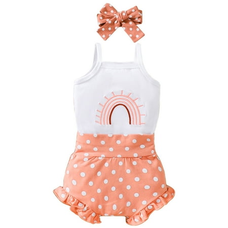 

KI-8jcuD Preppy Outfits For Girls 10-12 Summer Baby Girl Rainbow Embroidered Camisole Romper Polka Dot Shorts Three Piece Set Baby Pants Set Fashion Baby Clothes Baby Has Welcome Baby Girl Baby Girl