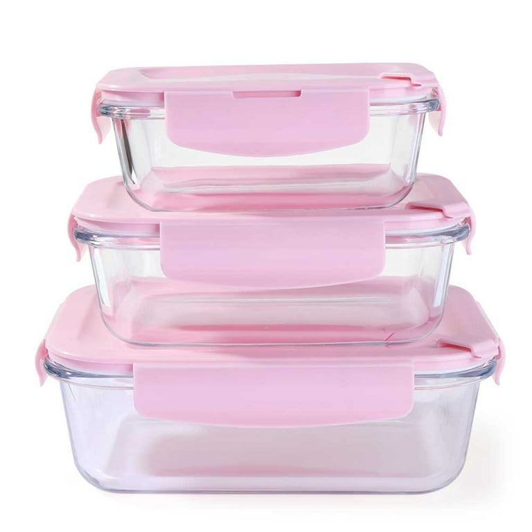 TIAN CHEN Airtight Food Storage Containers, Stackable Cookie Carriers with  Handle Lid, Waterproof LeakProof Bacon Tray, 3 Layer Medium BPA Free(Pink)
