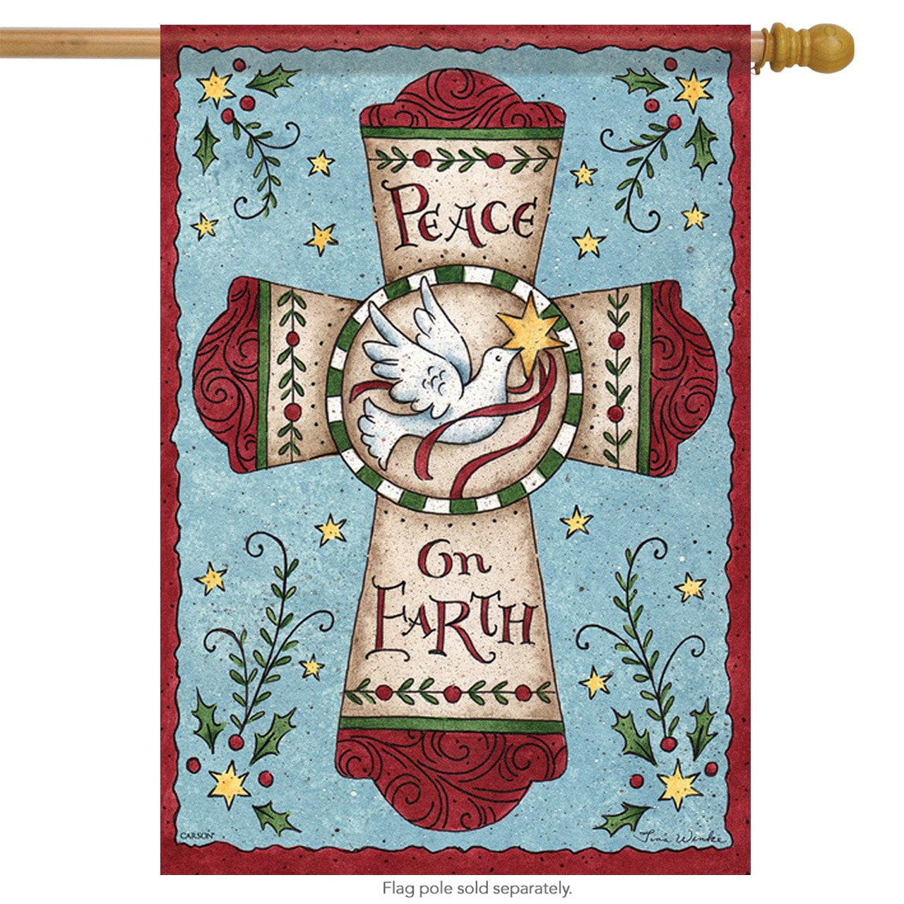 Peace on Earth Cross 28"X40" House Flag Carson, Flagtrends flags are