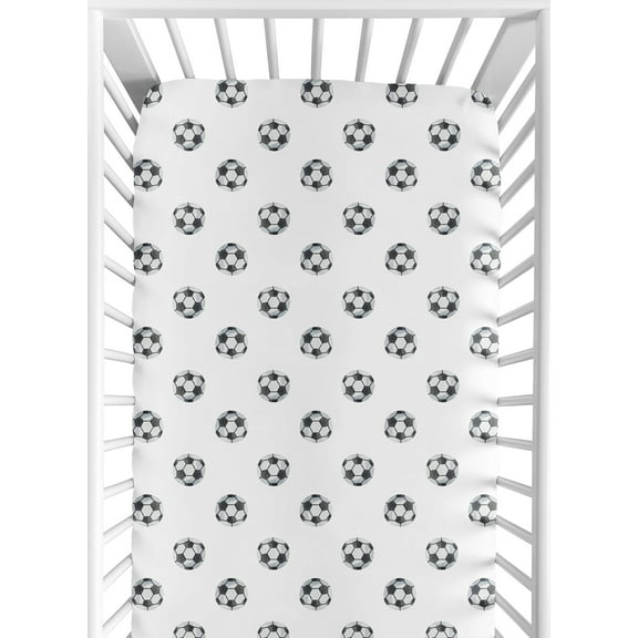 Sweet Jojo Designs Watercolor Sports Theme Black and White Fitted Crib Sheet