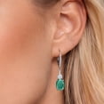 thumbnail image 3 of Gem Stone King 925 Sterling Silver Green Malachite and White Moissanite Dangle Earrings for Women with Lab Grown Diamond (5.49 Cttw, Oval 9X7MM), 3 of 6