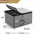 thumbnail image 2 of Sorbus Stemware Storage Cases Hard Shell, Wine Glass Storage Box Case with Dividers and Handle - Holds 12 Wine Glasses, 2 of 6