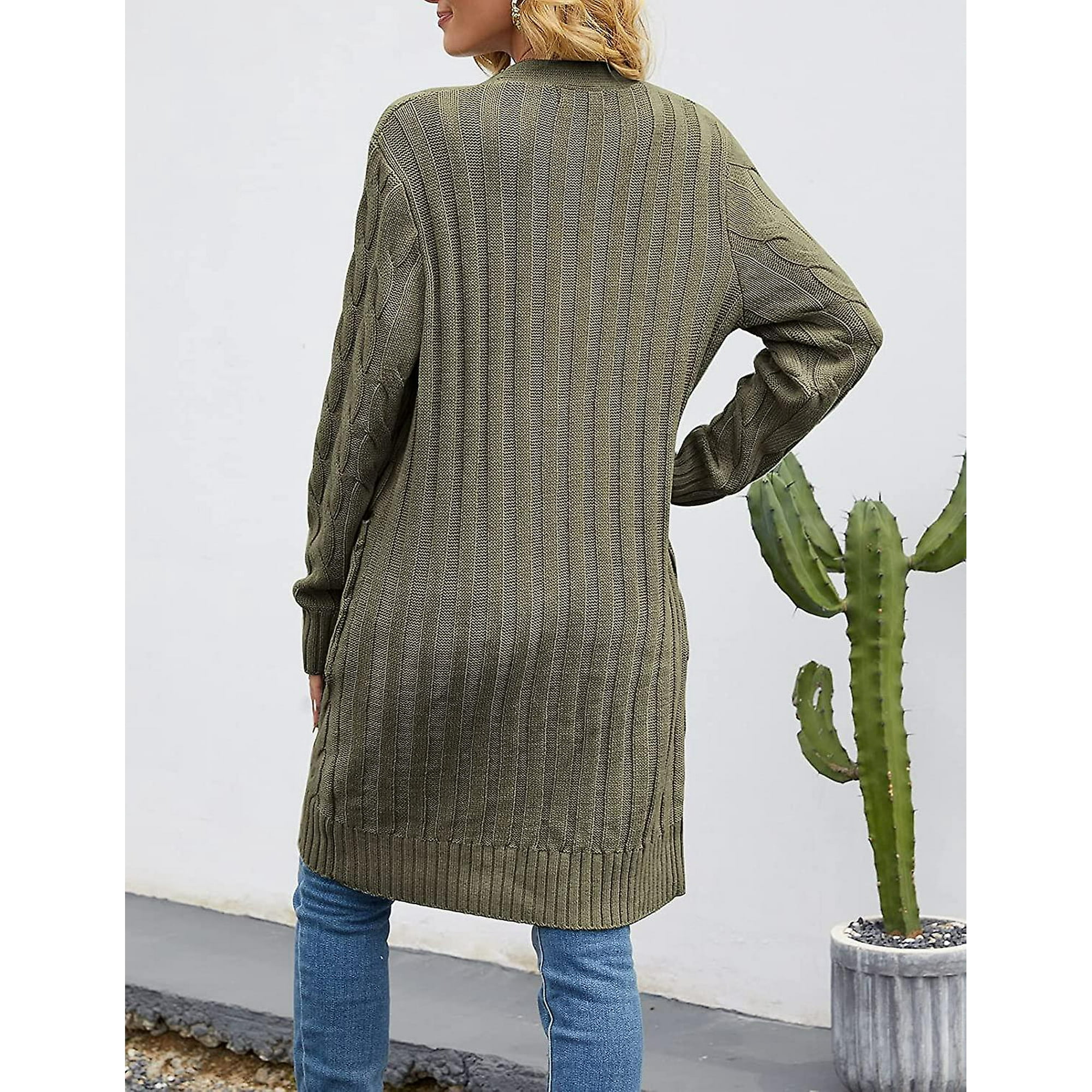 Cardigan long en tricot torsade a manches longues pour femme Walmart
