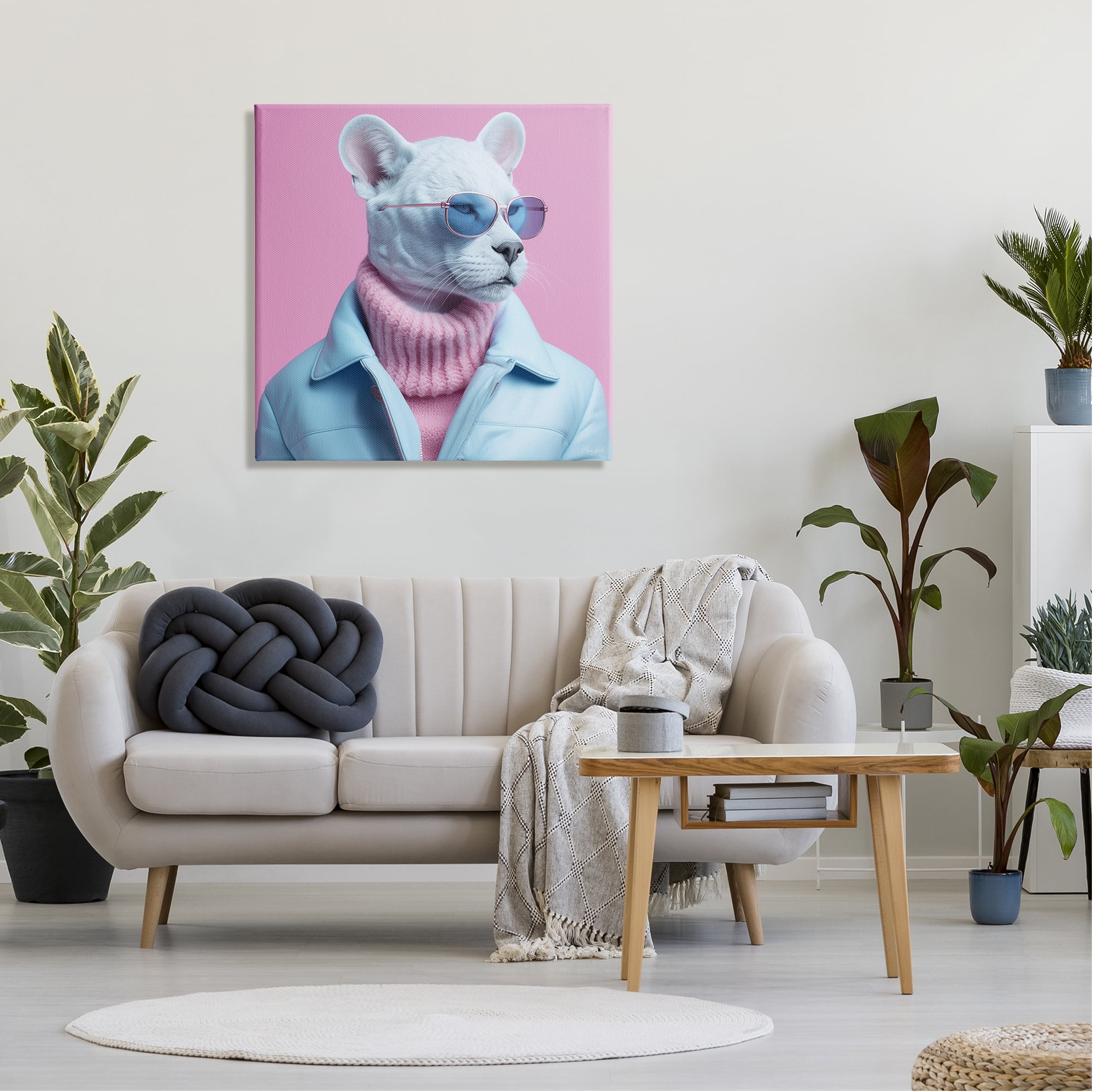 Stupell Industries Pastel Stylish Panther Animals & Insects Painting Gallery Wrapped Canvas Art Print Wall Art, 30 x 30