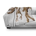 thumbnail image 3 of Dinosaur Soft Flannel Fleece Throw Blanket, Archeology Museum Theme Wild Tyrannosaurus Rex Skeleton Jurassic Period, Cozy Plush for Indoor and Outdoor Use, 50" x 60", Pale Caramel White, by Ambesonne, 3 of 6