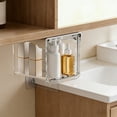 thumbnail image 5 of Transparent Plastic Drawer Storage Box | Hanging Under-Cabinet Organizer with White Frame & Lid | Waterproof Bathroom & Vanity Organizer for Small Items, 5 of 6