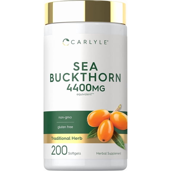 Sea Buckthorn Oil Capsules 4400mg | 200 Softgels | by Carlyle