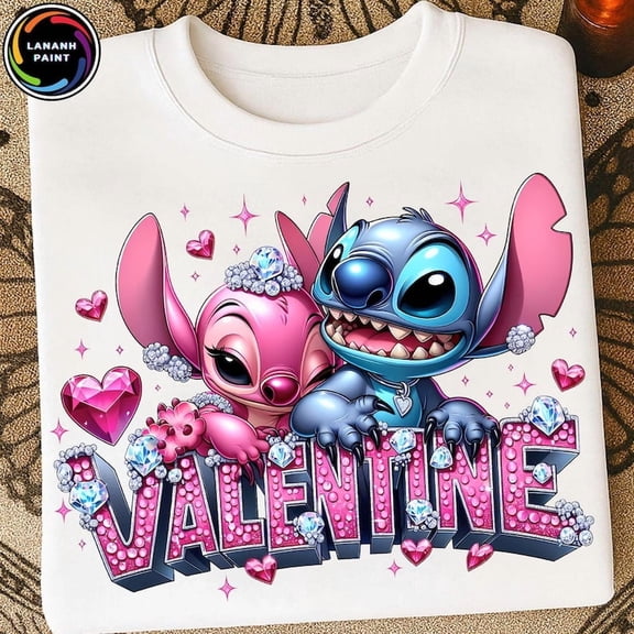 Pink Love Cartoon Shirt, Faux Rhinestone Cartoon Shirt, Love Couple Coquette Shirt, Xoxo Couple Shirt WHITE Unisex S-5XL Hot Trending Shirt, Vintage Birthday Gift