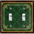 thumbnail image 1 of Metal Light Switch Plate Cover Elegant Victorian Floral Damask Frame Green FRA078, 1 of 13