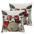 thumbnail image 2 of JRXY Music Pillows Rock N Roll Jazz Musical Instrument Drum Set for Show Concert Party Throw Pillow Cover Decorative Square Accent Home Cushion Pillow Case Red Silver White,2 Pcs White, 2 of 6