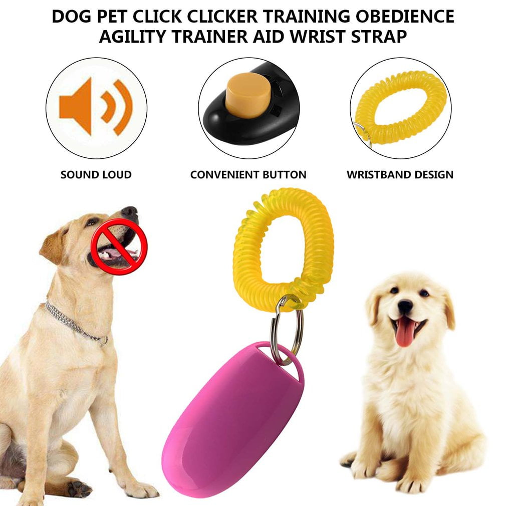 1x Dog Pet Click Clicker Training Obedience Agility Trainer Aid Wrist Strap VG 