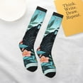 thumbnail image 5 of Balery Black Panther Floral Illustration Printed Novelty Socks Men's Women's Crew Socks Sports Socks Knee High Socks Cotton Socks Quirky and Cool Socks, 5 of 9
