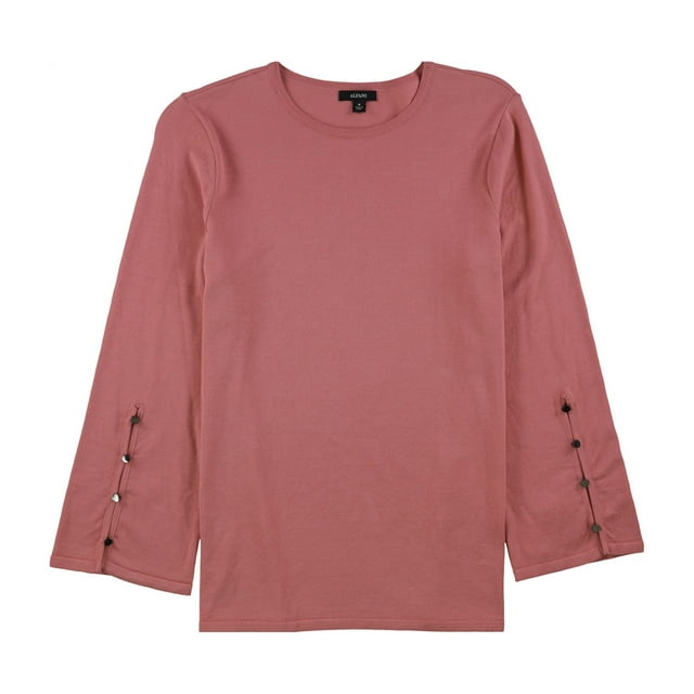 Alfani Womens Button Sleeve Pullover Blouse, Pink, Small