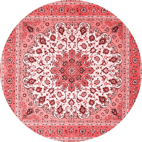 Ahgly Company Indoor Round Medallion Red Traditional Area Rugs, 4' Round