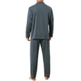 thumbnail image 3 of INSPIRE CHIC Men's 2 Pieces Long Sleeve Button Down Pocket Pattern Pajamas Set M Dark Blue, 3 of 5