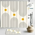 thumbnail image 5 of Dznils Boho Fabric Shower Curtains and Bath Rug Set, Modern Bathroom Curtain Sets, Beige, 72" x 72", 5 of 16