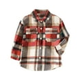 thumbnail image 3 of NAISIBABY Boys Girls Shirt Jacket, Plaid Long Sleeve Warm Kids Flannel Coat Brown 7T, 3 of 3